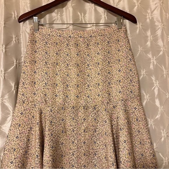 Veronica Beard Natalija Silk Handkerchief Hem Midi Skirt Cream Abstract Print - Picture 4 of 12